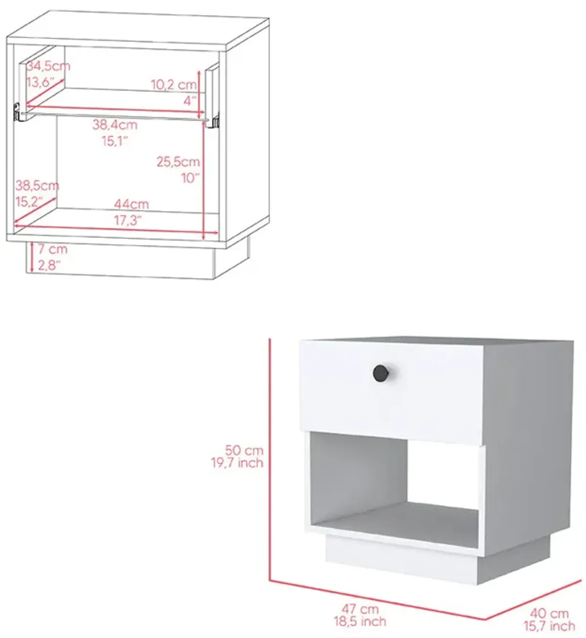 Nightstand Viliigili , Bedroom, White