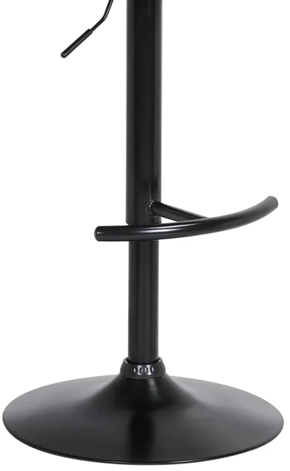 Larisa Adjustable Walnut Wood Stool in Black Faux Leather with Black Metal