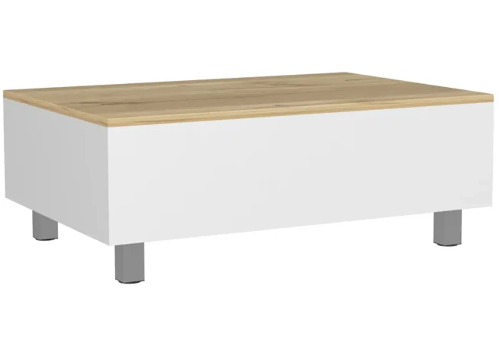 Aran Lift Top Coffee Table, Storage Compartment, White / Light Oak -Living Room