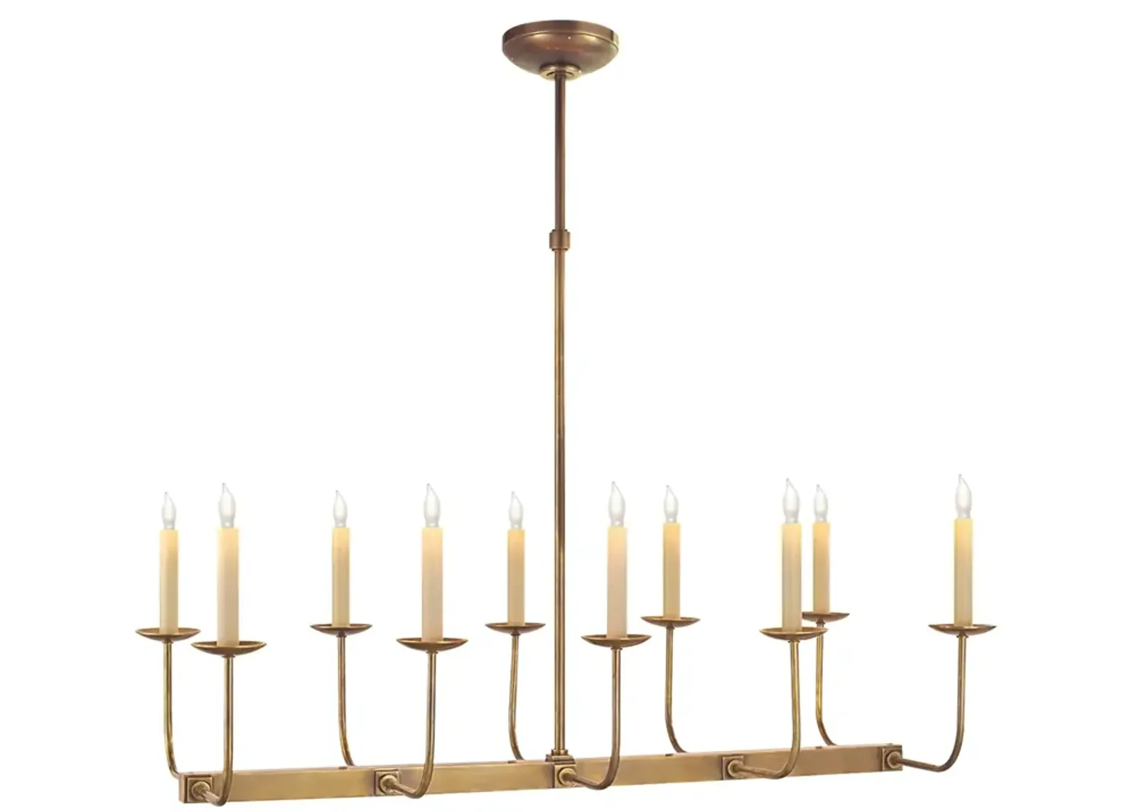 Linear Branched Chandelier in Antique Brass