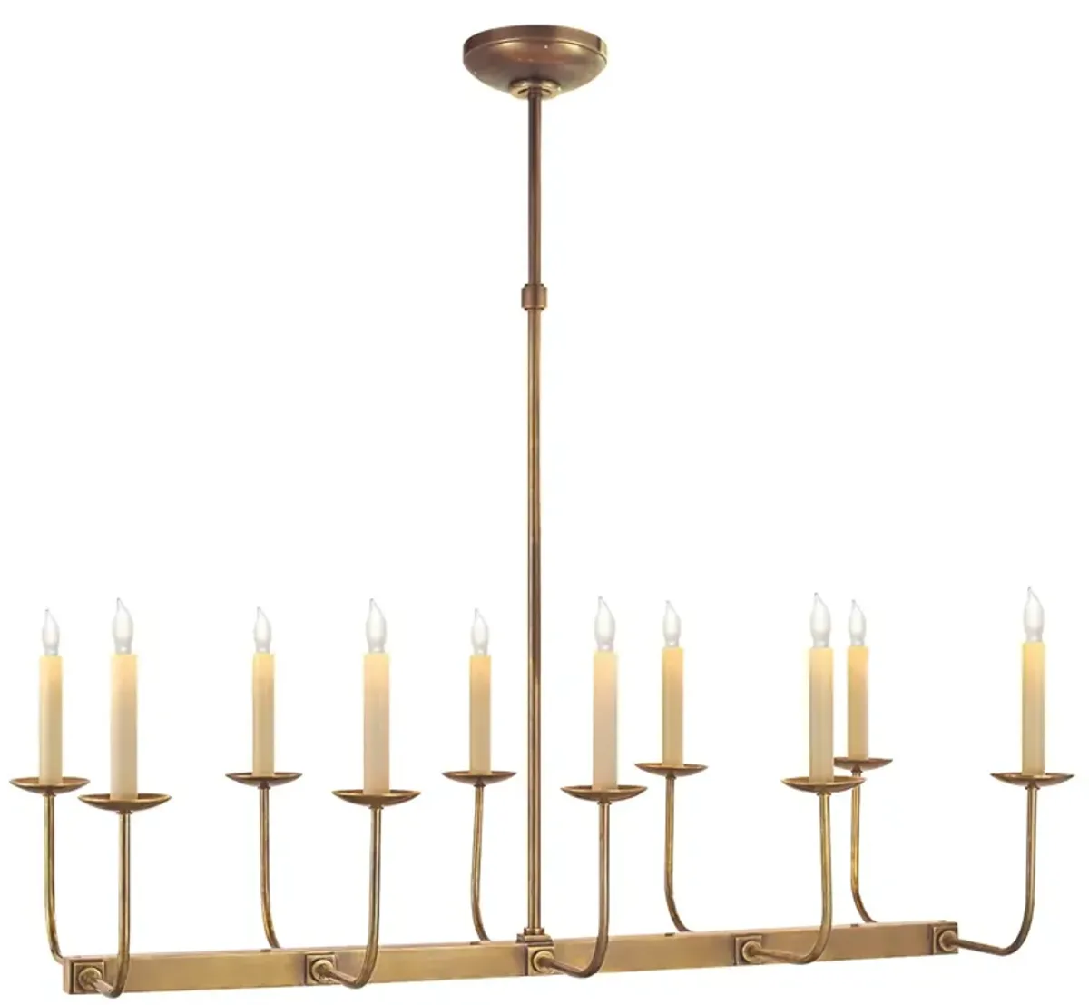 Linear Branched Chandelier in Antique Brass