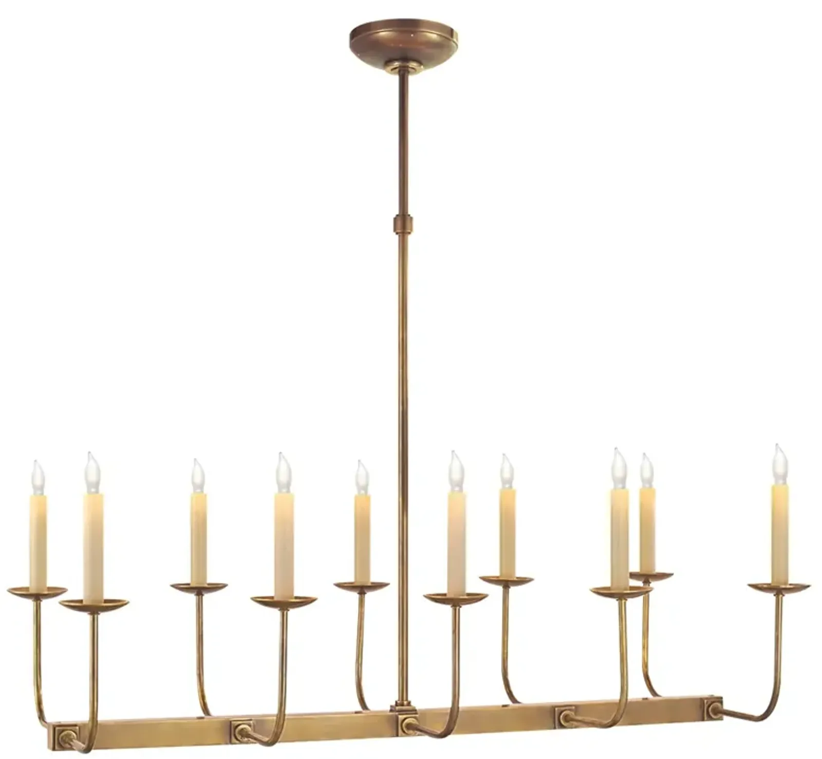 Linear Branched Chandelier in Antique Brass