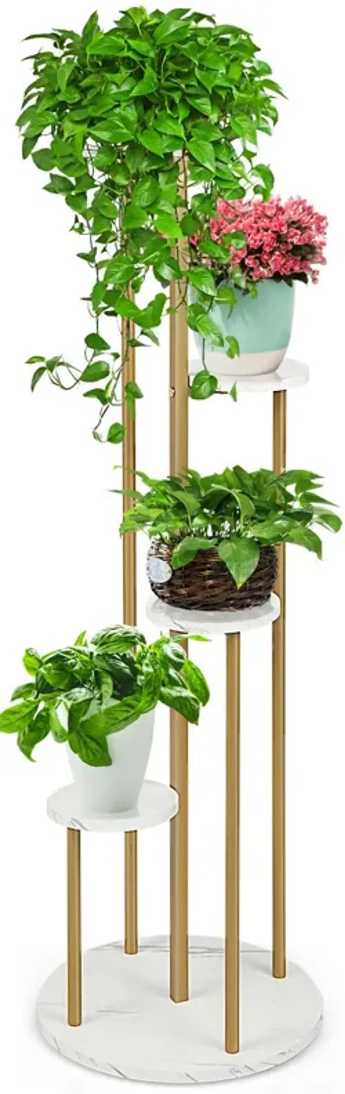 4-Tier 48.5 Inch Metal Plant Stand-White