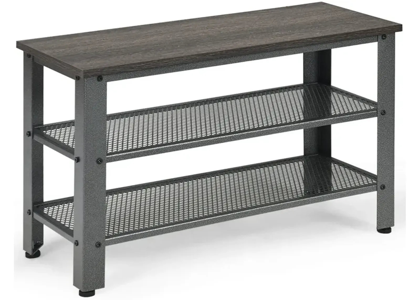 3-Tier Shoe Rack Industrial Shoe Bench with Storage Shelves