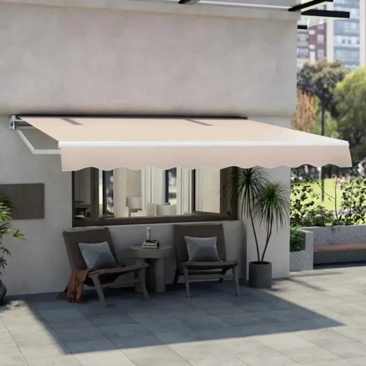 Hivvago 12 x 10 Feet Retractable Patio Awning Aluminum Sunshade Shelter