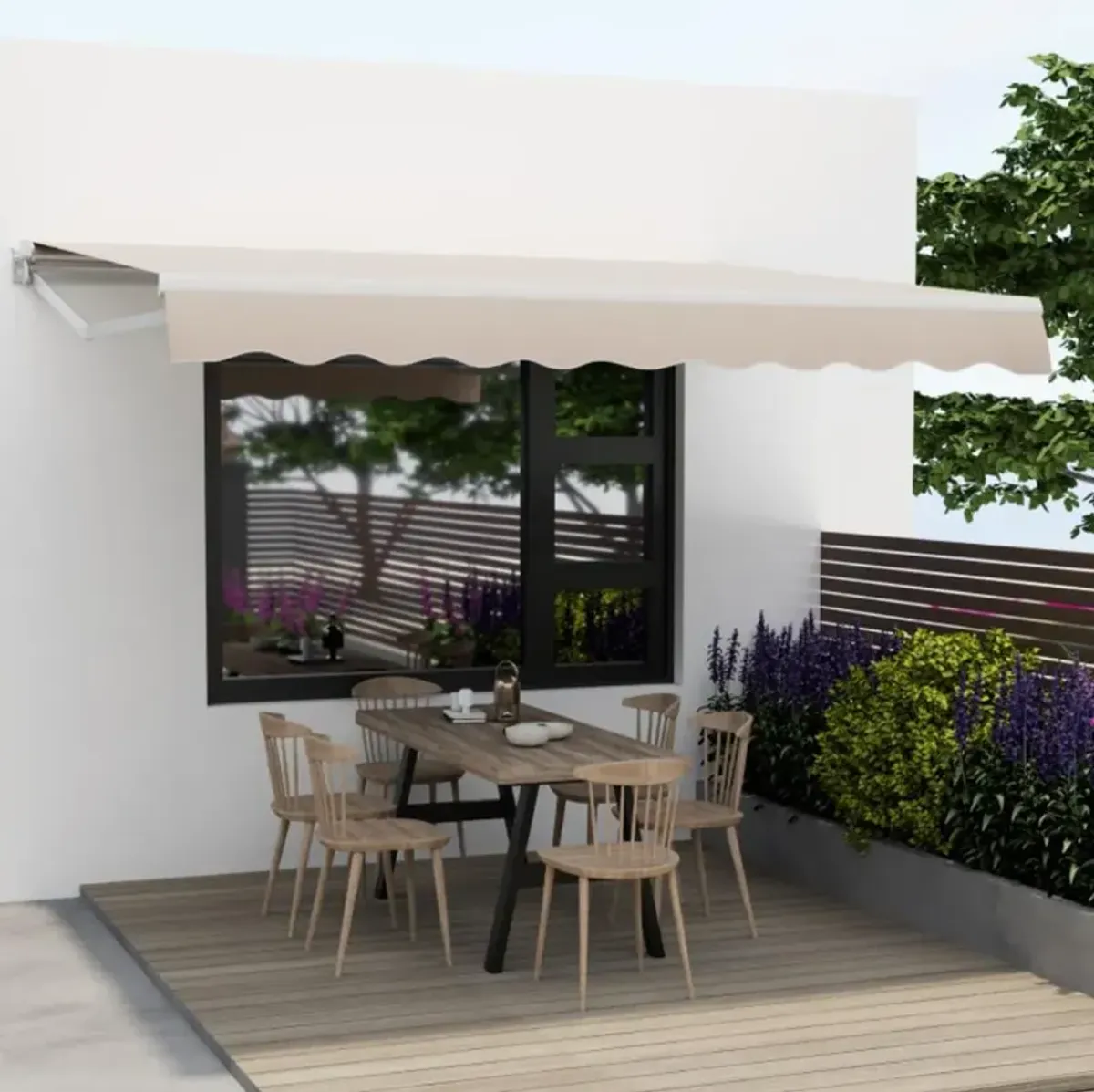 Hivvago 12 x 10 Feet Retractable Patio Awning Aluminum Sunshade Shelter