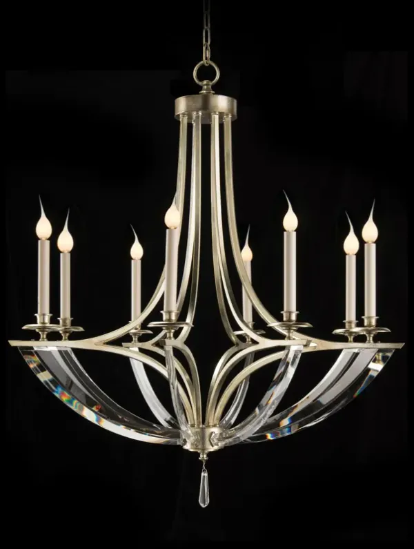 Bent-Crystal Eight-Light Chandelier
