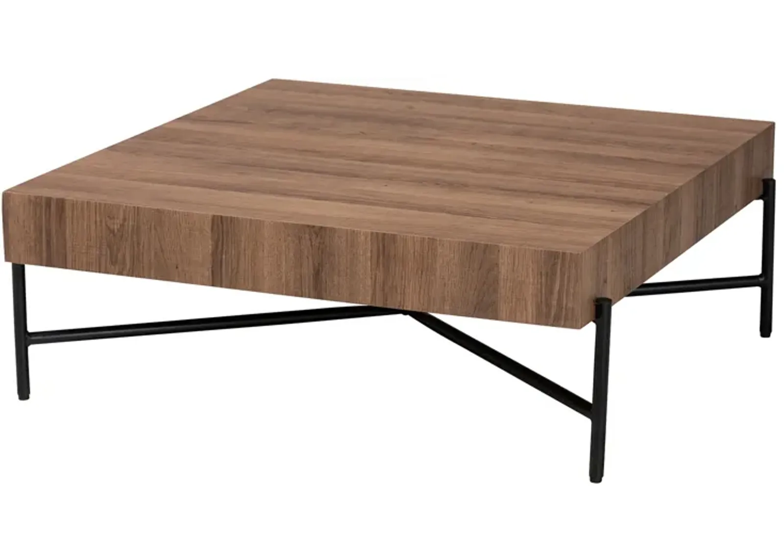 Baxton Studio Savion Modern Walnut Brown Finished Wood and Black Metal Coffee Table