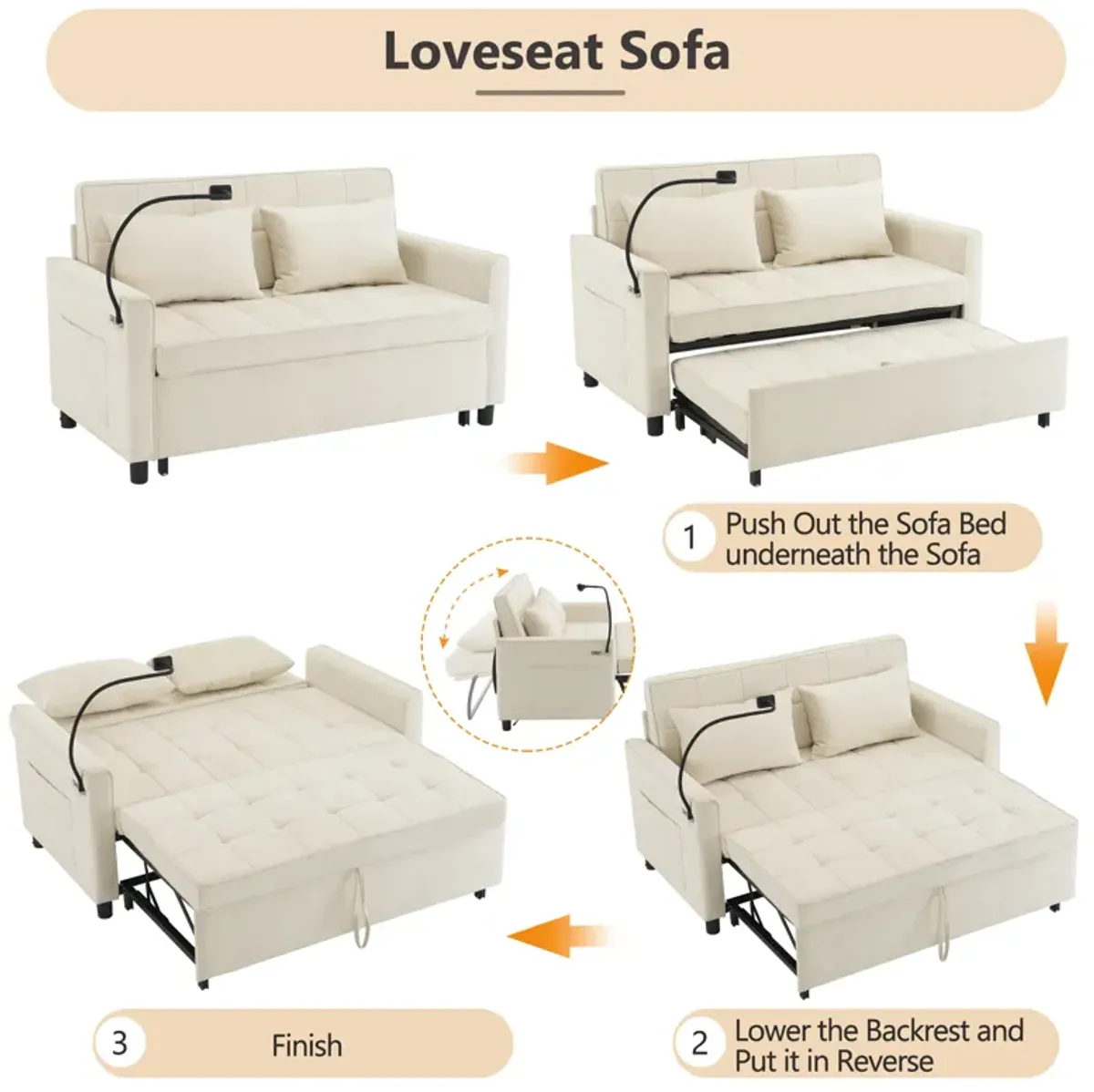 Merax Pull-out Loveseat Sleeper Sofa Bed