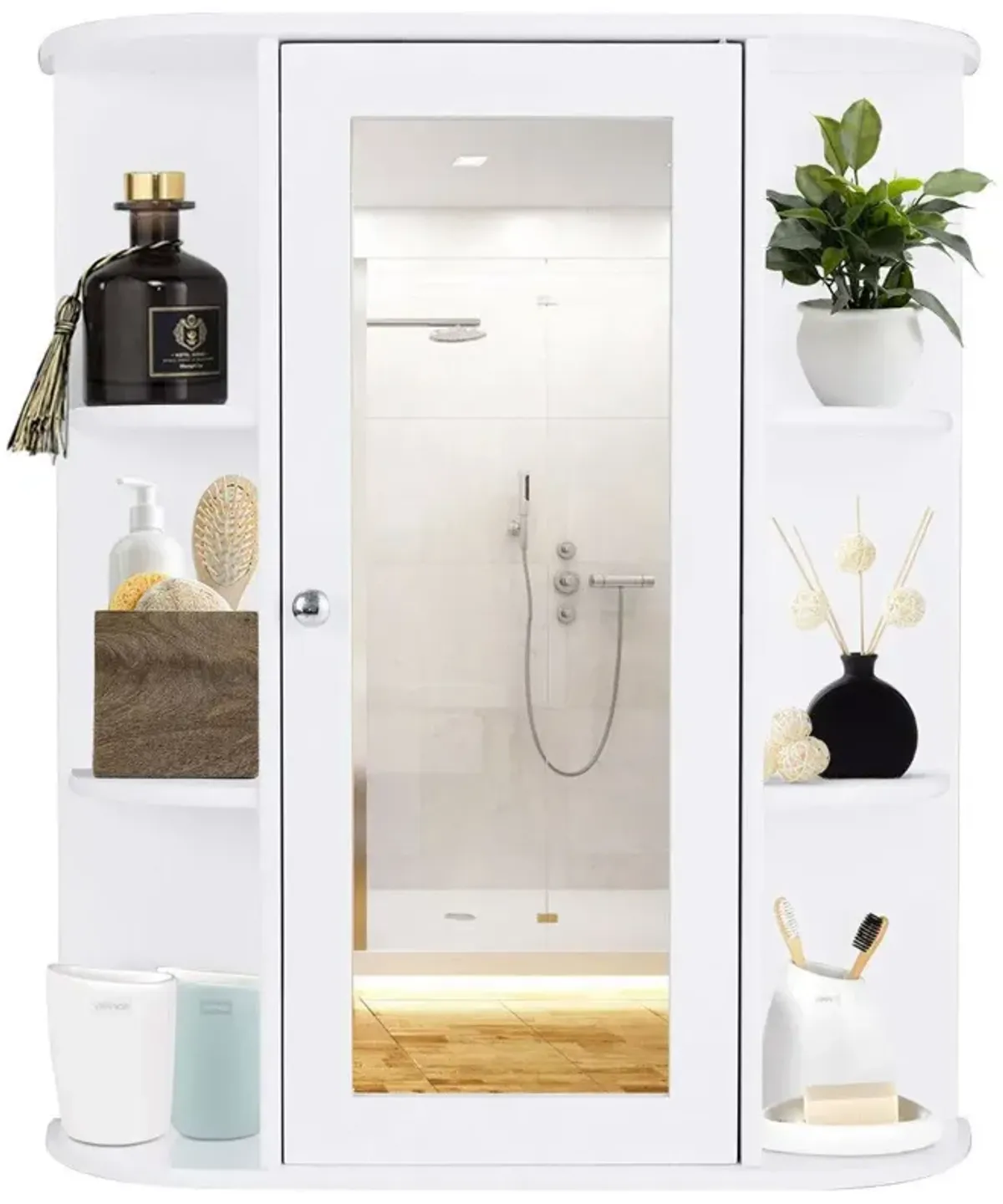 Hivvago White Bathroom Wall Mounted Medicine Cabinet with Storage Shelves