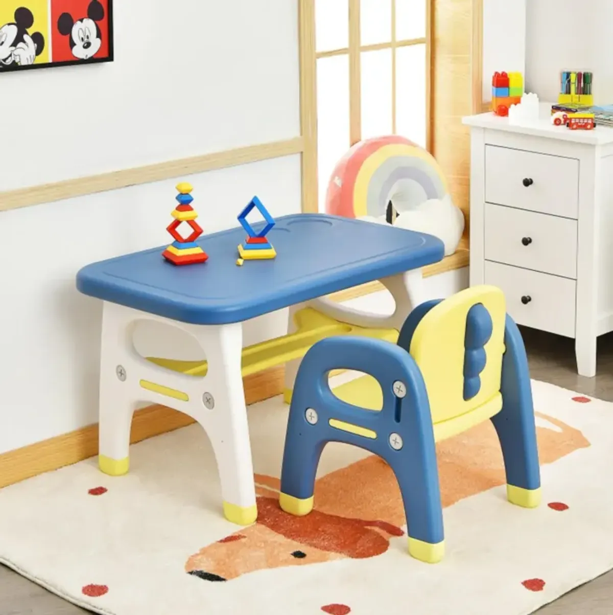 Hivvago Kids Activity Table and Chair Set with Montessori Toys for Preschool and Kindergarten