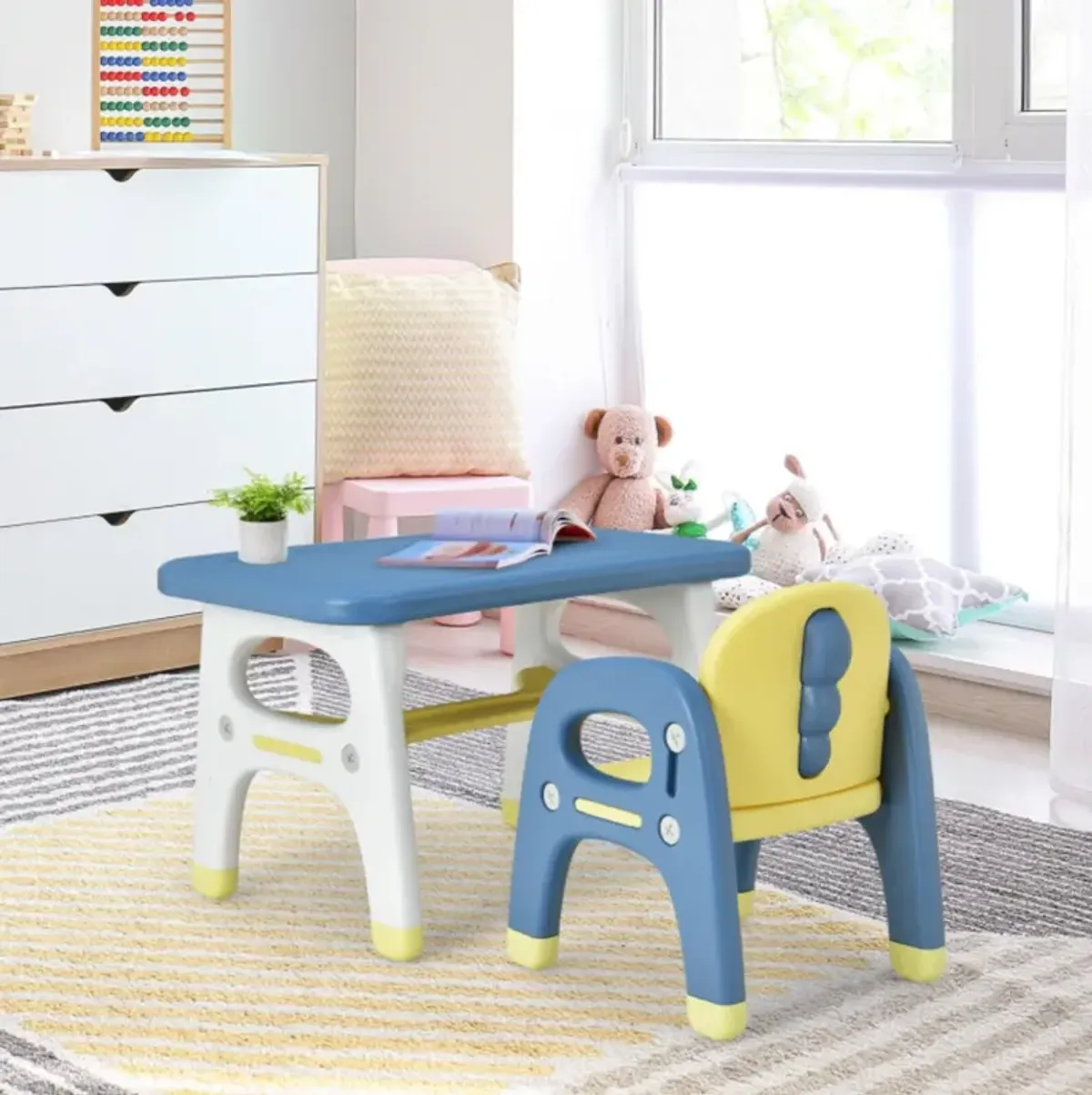 Hivvago Kids Activity Table and Chair Set with Montessori Toys for Preschool and Kindergarten