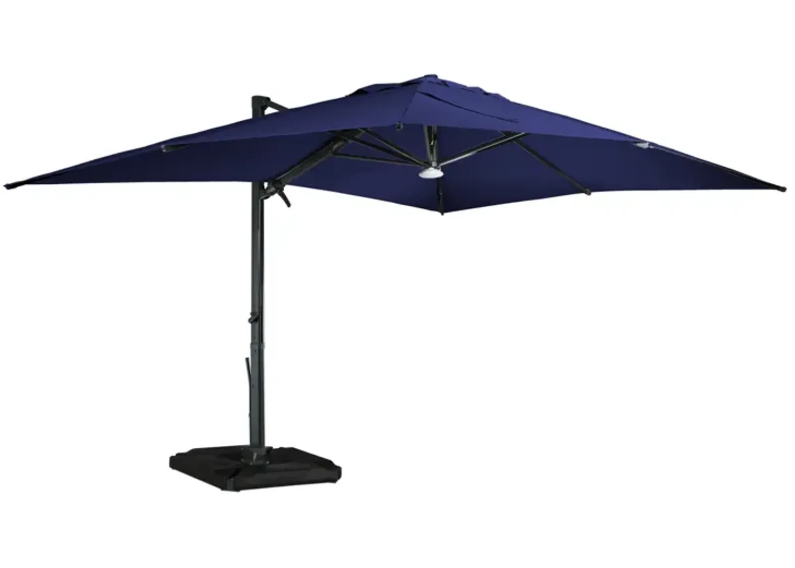 MONDAWE 13ft Square Solar LED Cantilever Patio Umbrella with Included Base & Bluetooth Light