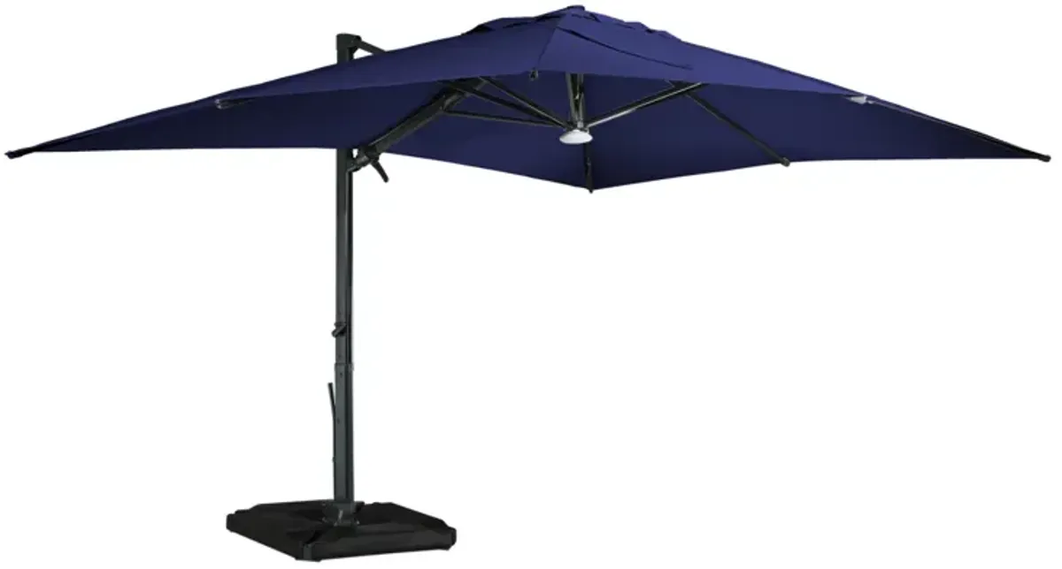 MONDAWE 13ft Square Solar LED Cantilever Patio Umbrella with Included Base & Bluetooth Light