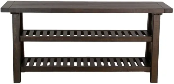 Anva Sofa Table, Dark Brown Mahogany, 2 Shelves, Rectangular 60 Inch - Benzara