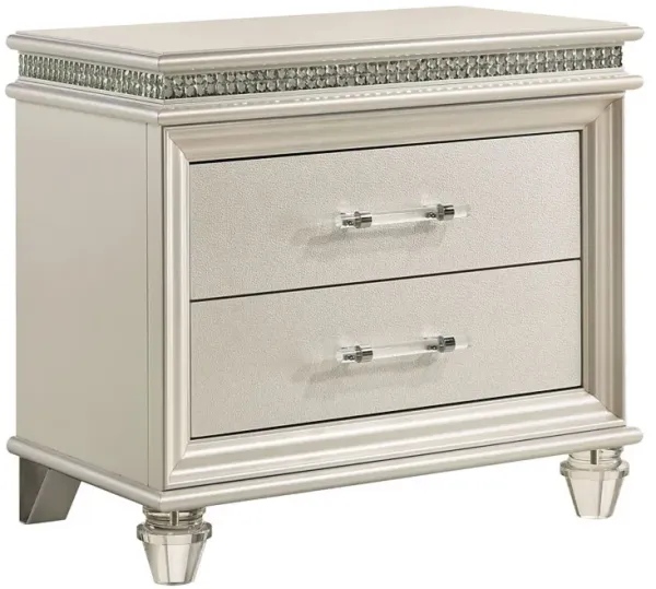 Streamdale Classic Pearl Nightstand: 2-Drawers, Solid Wood, Felt Top