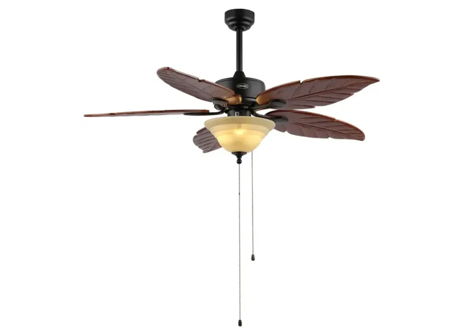 Poinciana 3-Light Coastal Bohemian Iron/Wood Palm Leaf LED Ceiling Fan with Pull Chain