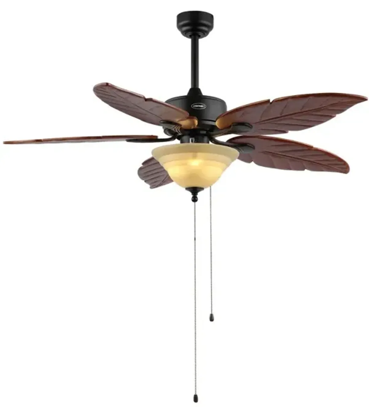 Poinciana 3-Light Coastal Bohemian Iron/Wood Palm Leaf LED Ceiling Fan with Pull Chain