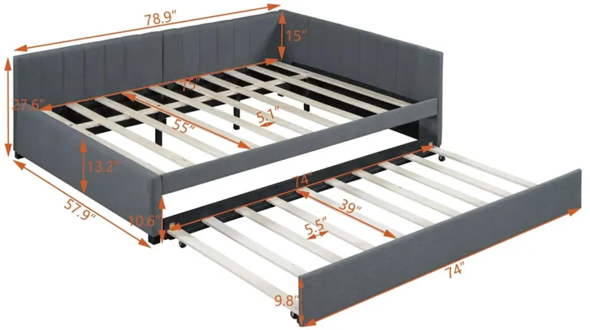 Merax Upholstered Daybed Bed Frame with Trundle