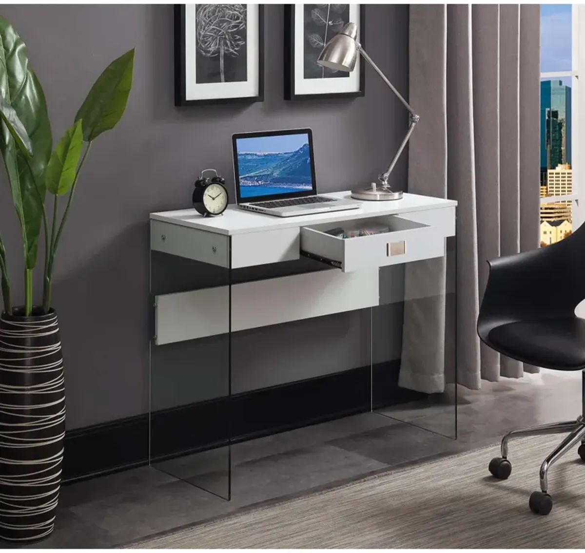 Convenience Concepts SoHo 1 Drawer Glass 36 inch Desk