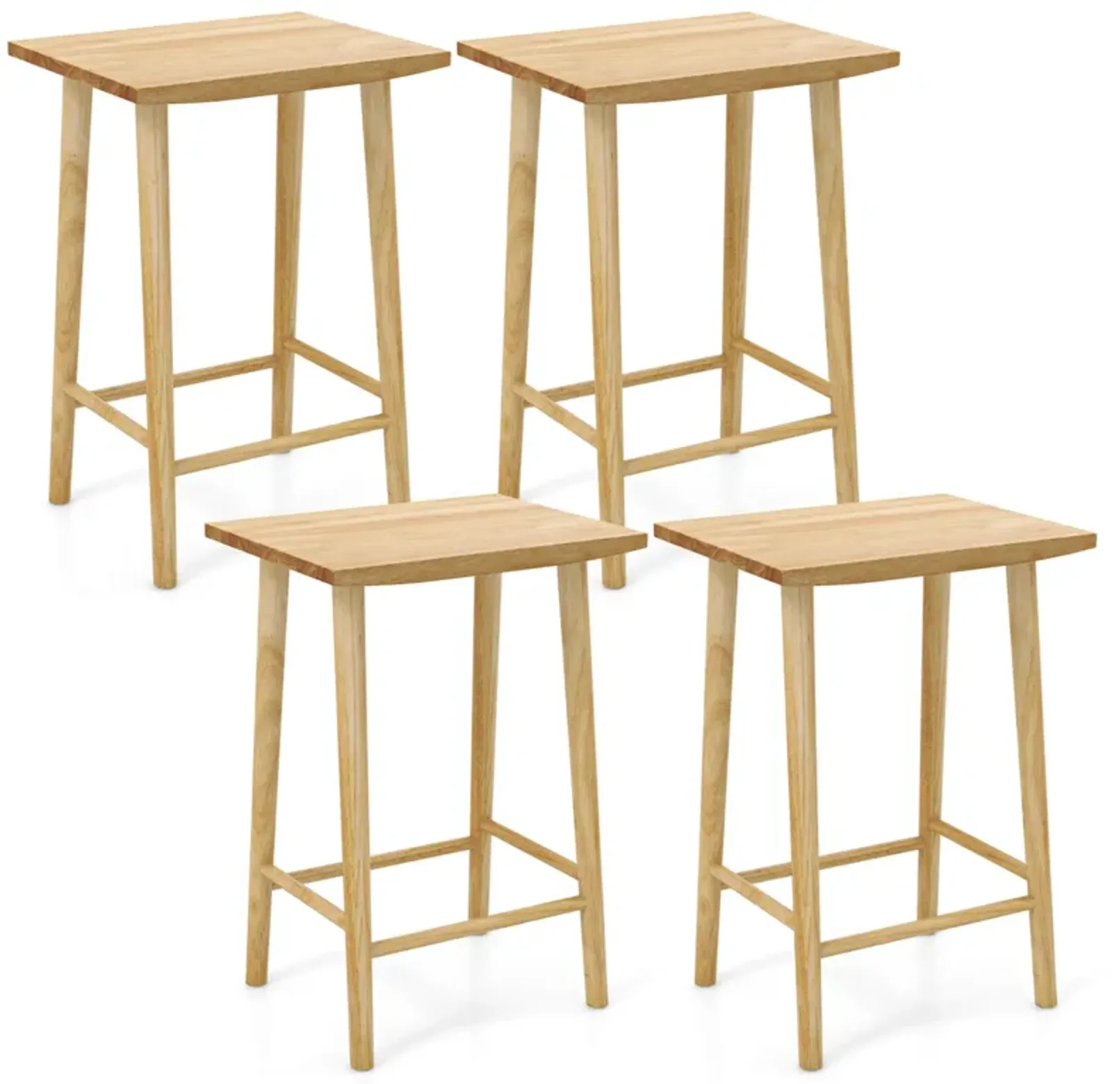 Set of 2 Bar Stools with Footrest Comfortable Seating for Kitchen or Bar