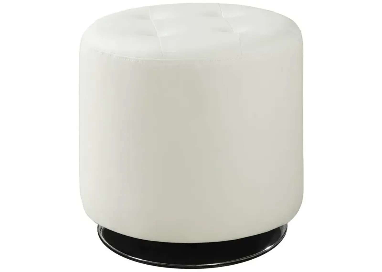 Bowman Round Upholstered Ottoman White