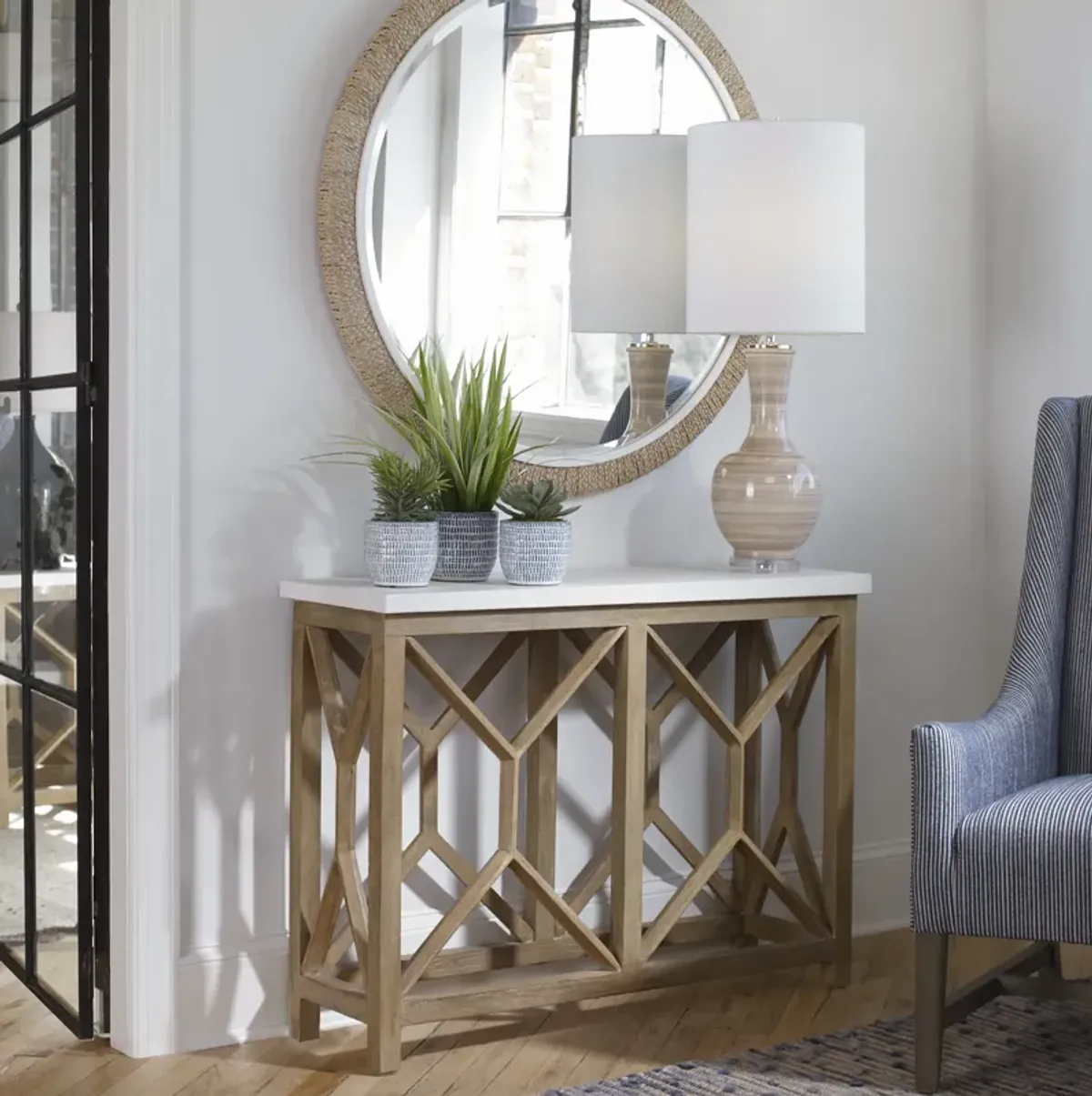 Catali Ivory Stone Console Table