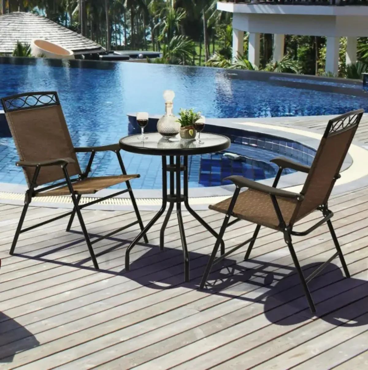 Hivvago Patio Dining Set with Patio Folding Chairs and Table