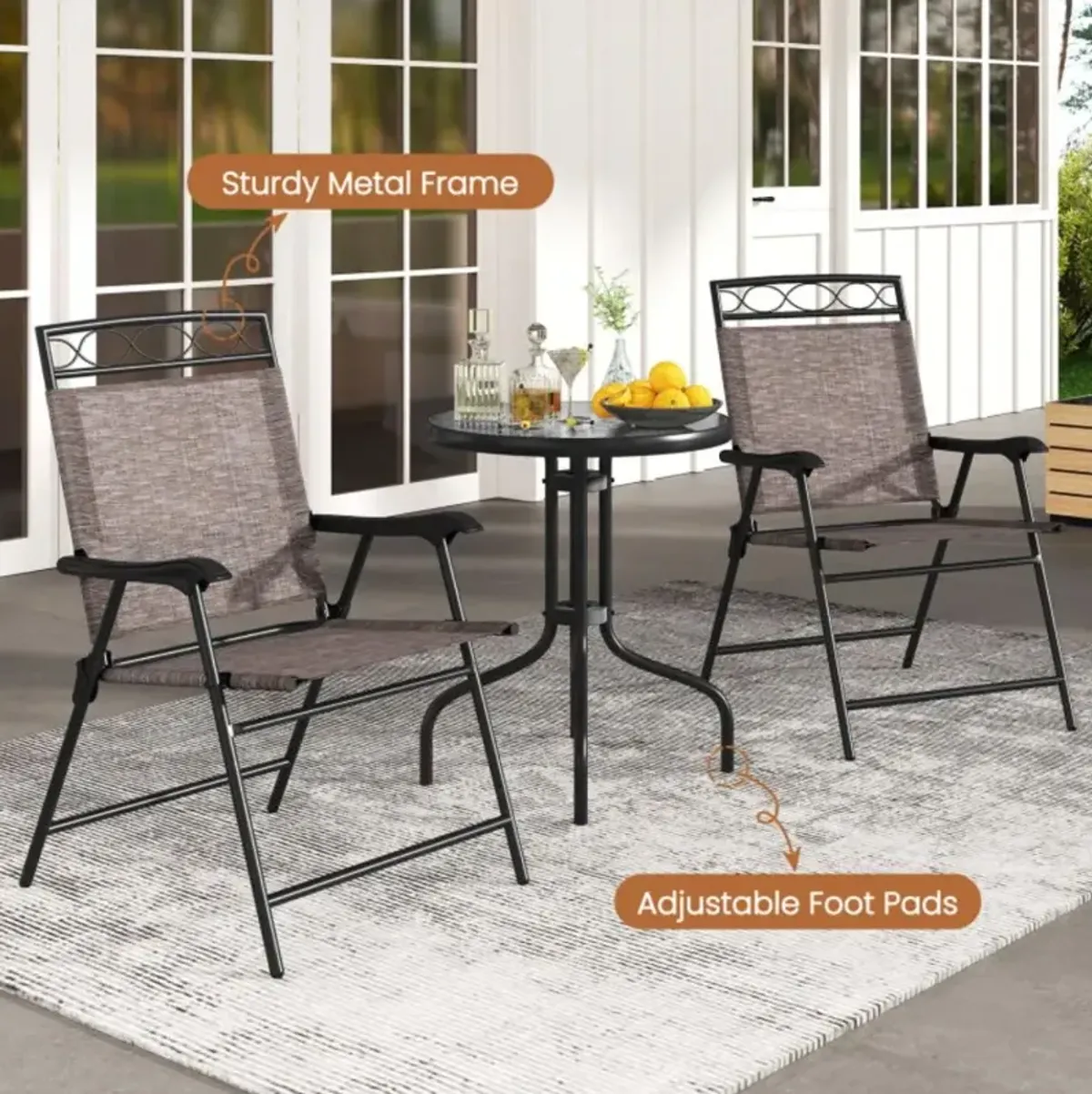 Hivvago 3 Pieces Outdoor Bistro Dining Furniture Set with Umbrella Hole