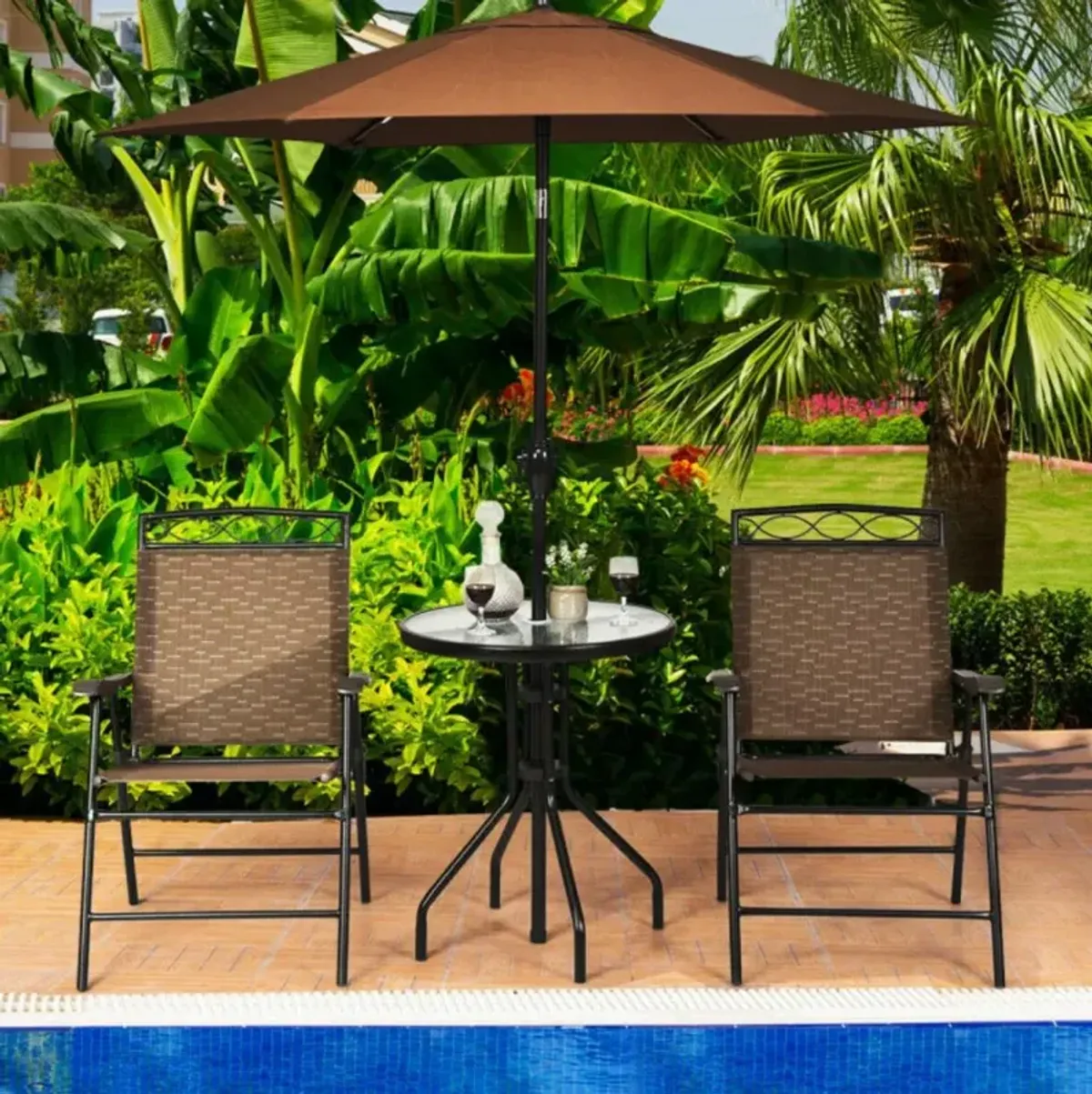 Hivvago Patio Dining Set with Patio Folding Chairs and Table