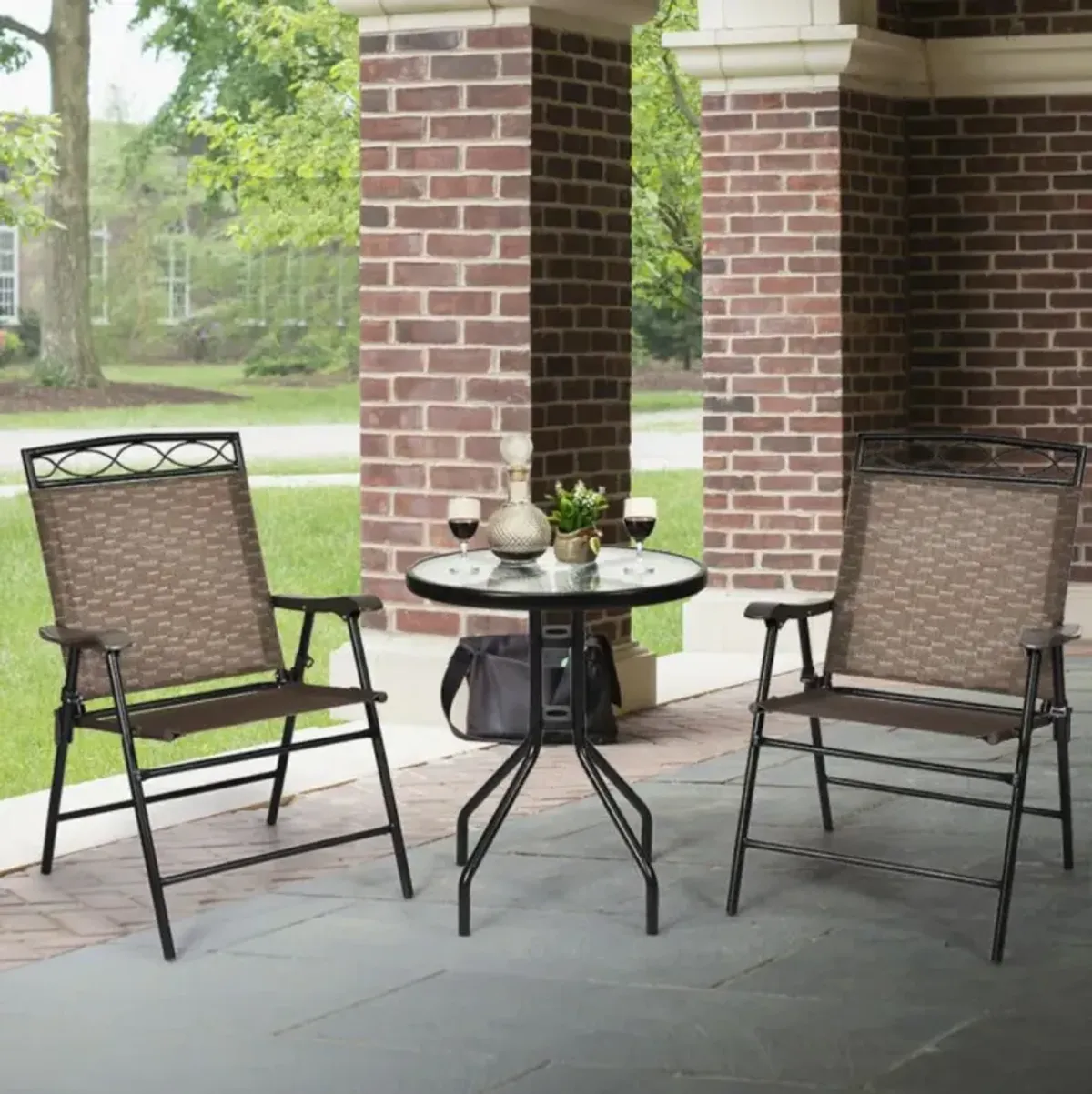 Hivvago Patio Dining Set with Patio Folding Chairs and Table