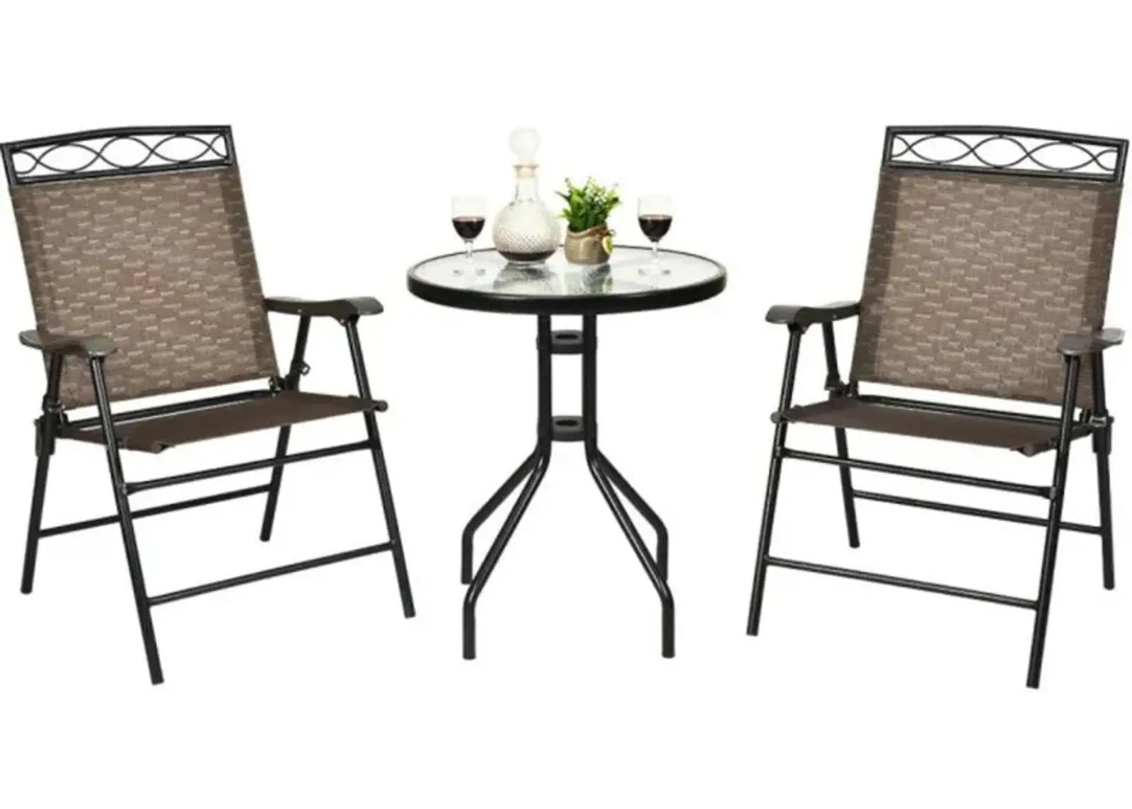 Hivvago Patio Dining Set with Patio Folding Chairs and Table