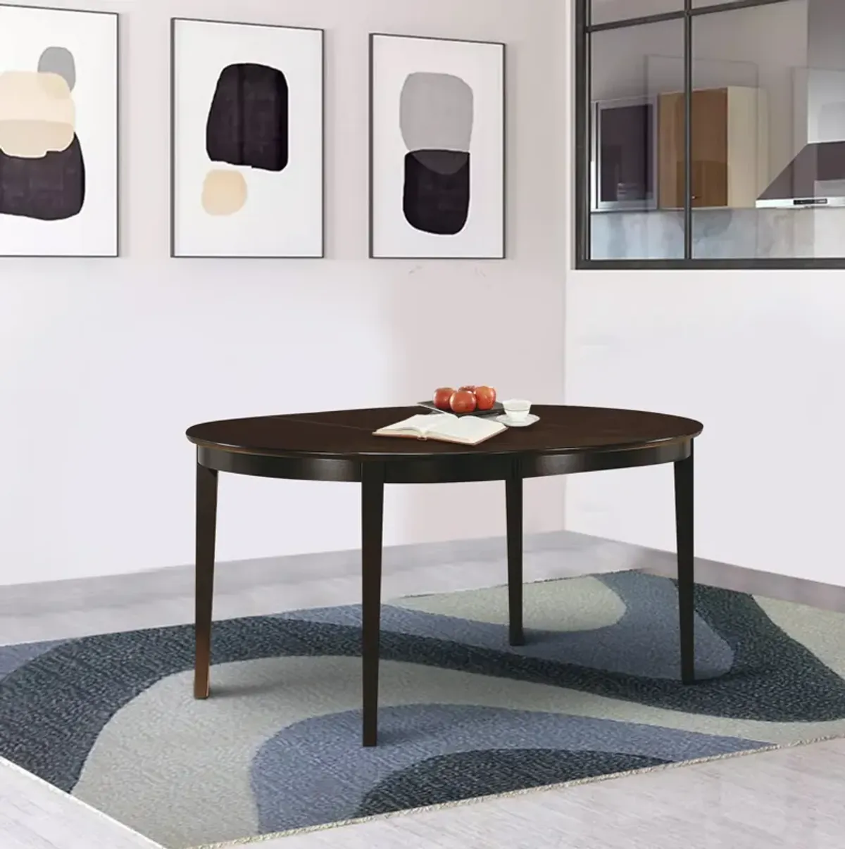 Modish Oval Shaped Wooden Dining Table, Brown-Benzara