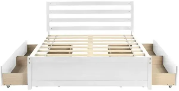 Platform Bed Frame with 4 Storage Drawers & Headboard, Space-Saving Storage Bed