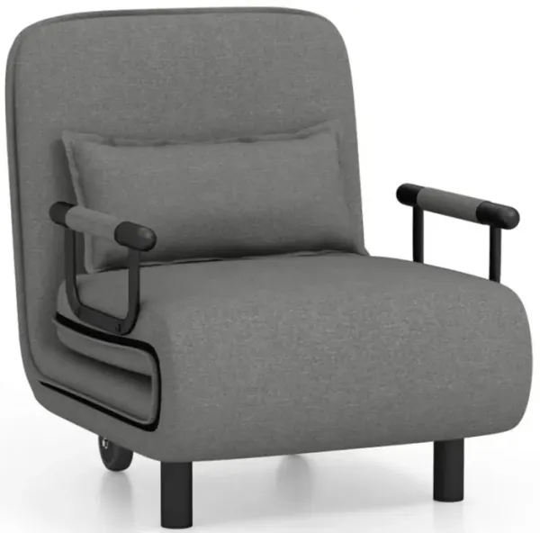 3-in-1 Convertible Sofa Bed with 5-Position Adjustable Backrest and Lumbar Pillow