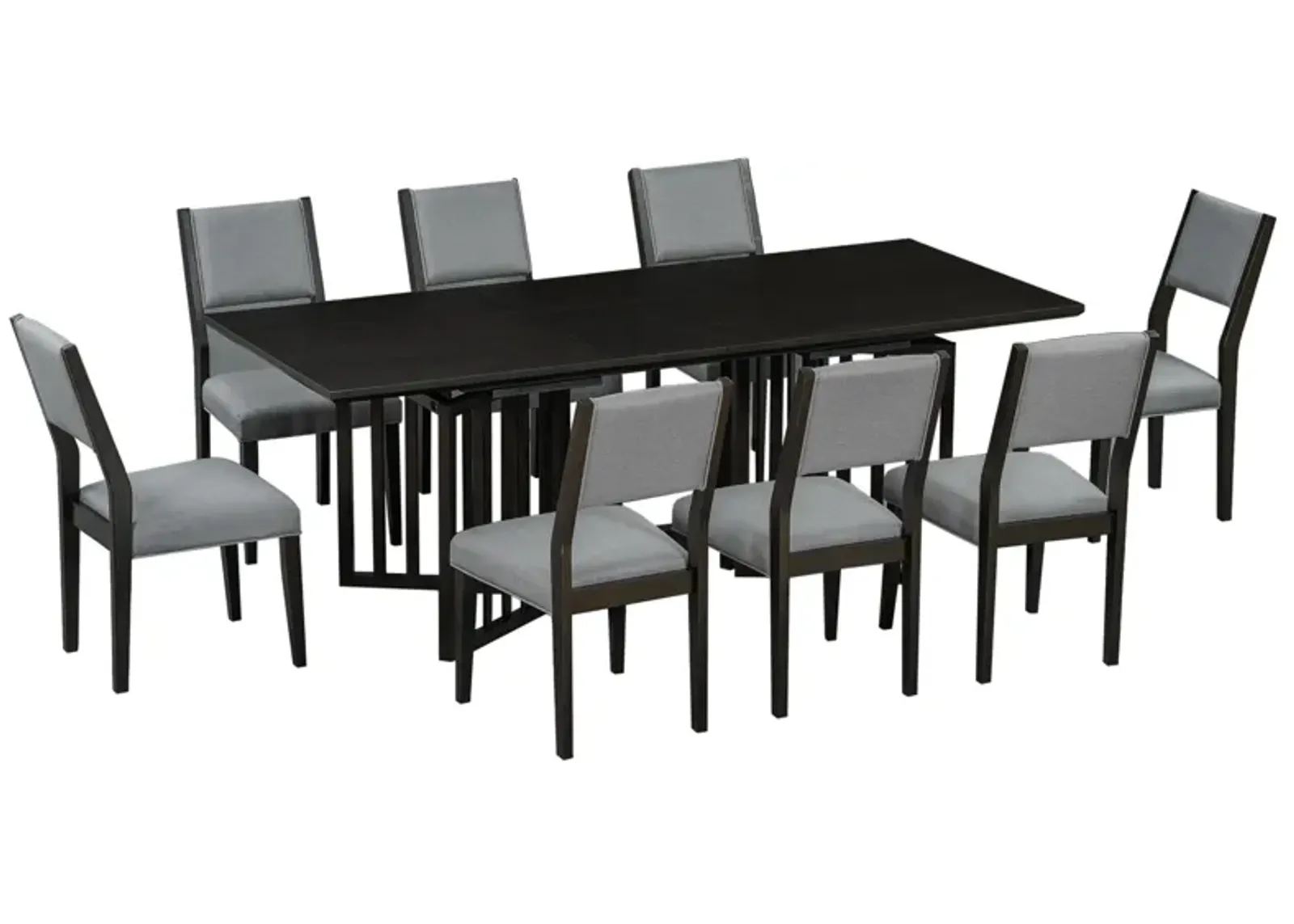 Merax Farmhouse 9-Piece Extendable Dining Table Chairs Set