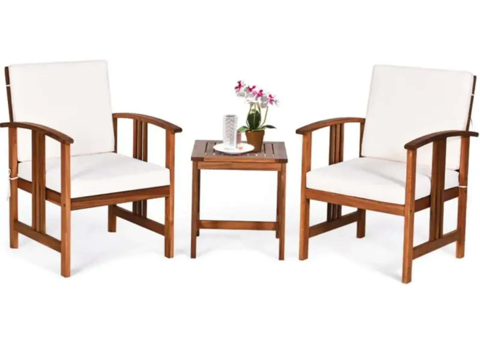 Hivvago 3 Pieces Solid Wood Outdoor Patio Sofa Furniture Set