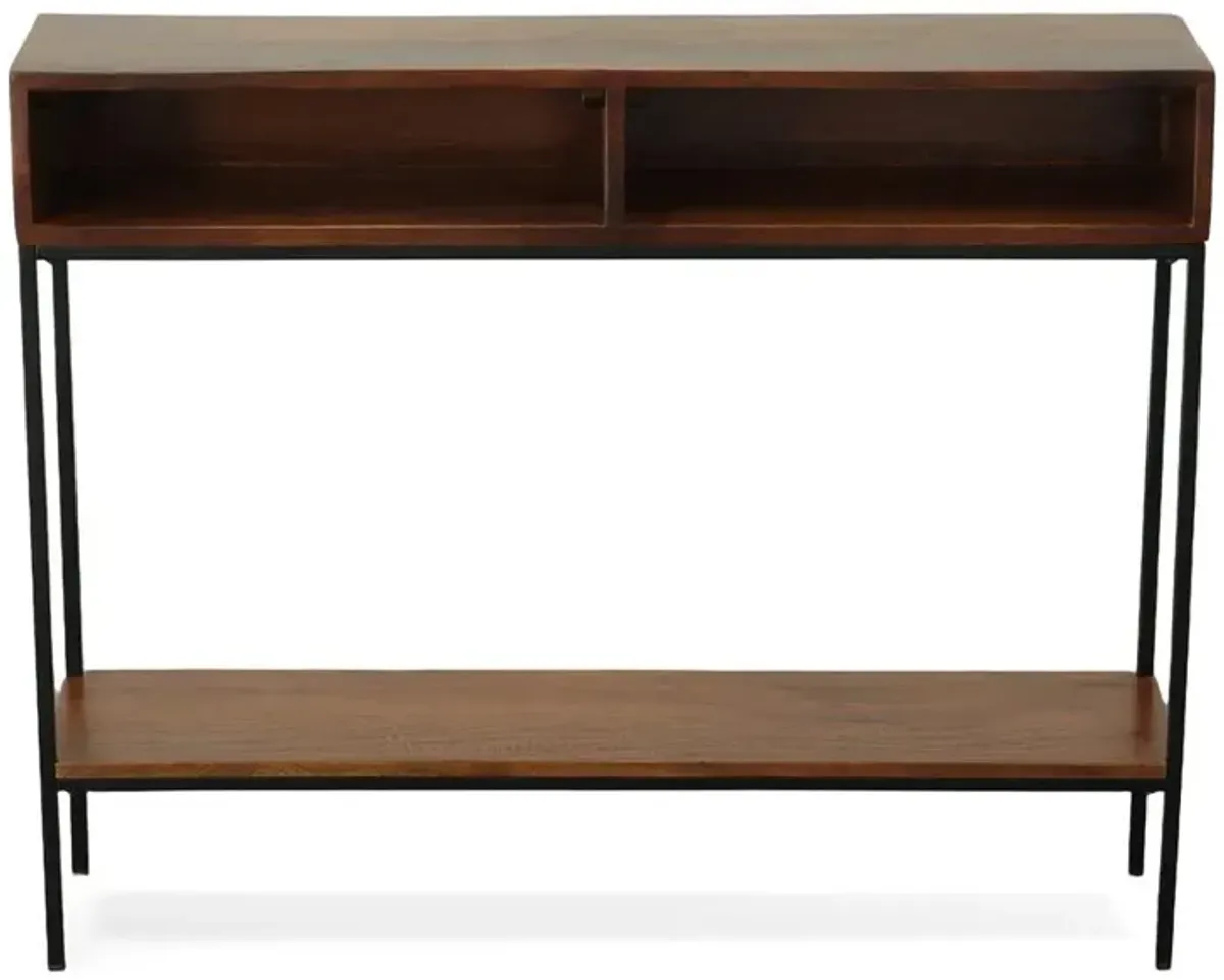 Carolina Living Edvin Console Table - Chestnut/Black