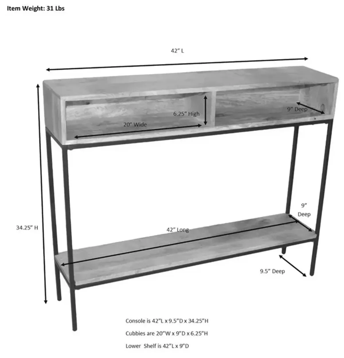 Carolina Living Edvin Console Table - Chestnut/Black