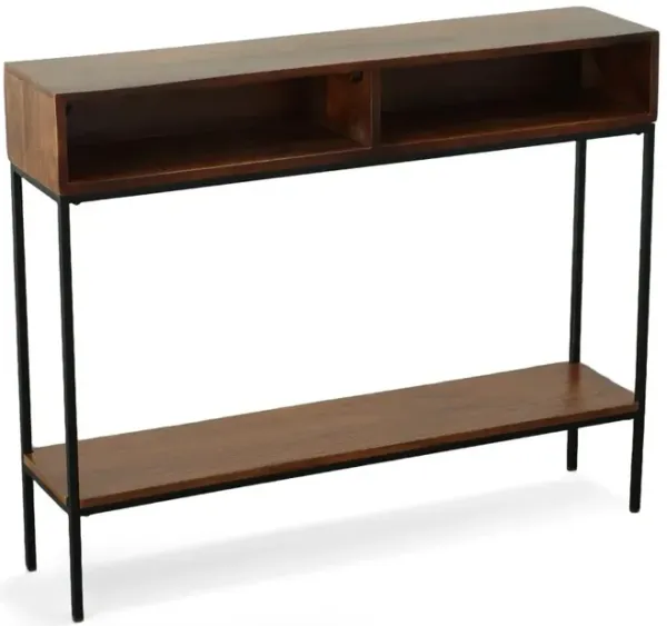 Carolina Living Edvin Console Table - Chestnut/Black