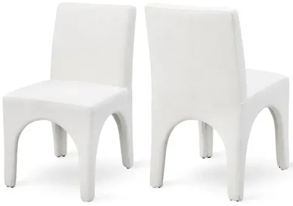 Meridian Furniture Gramercy Cream Linen Textured Fabric Dining Chair, Set of 2