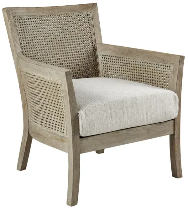 Gracie Mills Damian Loose Seat Cane Armchair with Solid Woods Legs