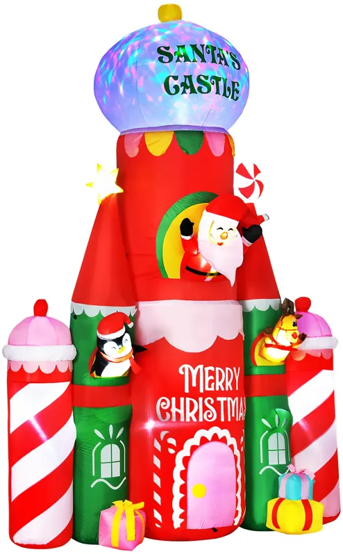 Giant 10ft Christmas Inflatables Decorations Candy Castle Santa Claus w/ Light