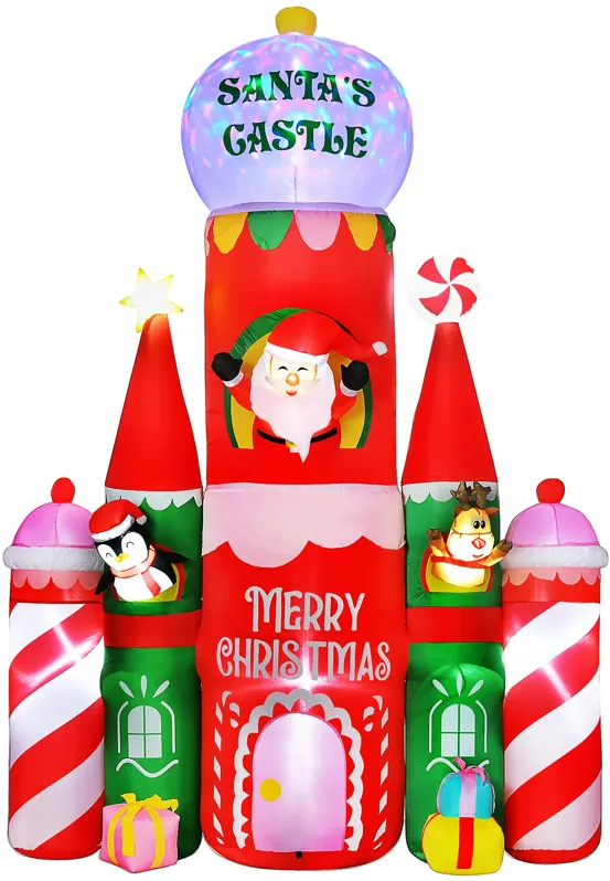 Giant 10ft Christmas Inflatables Decorations Candy Castle Santa Claus w/ Light