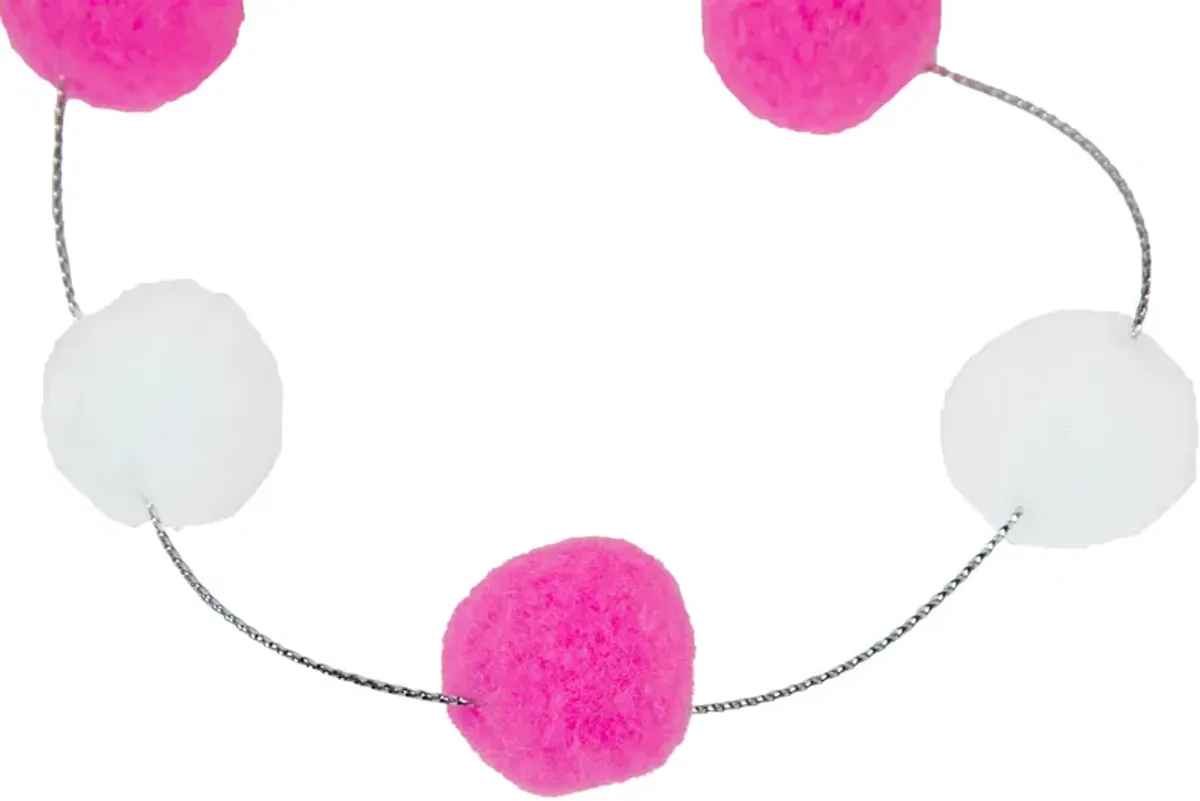 9' Pink and White Plush Snowball Christmas Garland