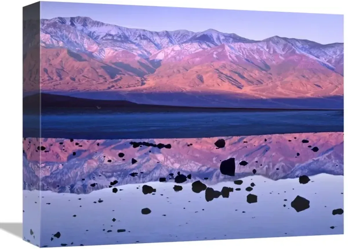 Panamint Range reflected in standing water at Badwater, Death Valley National Park, California-Canvas Art-16x12