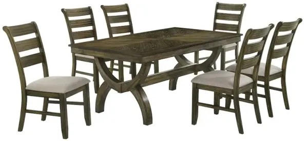 Best Quality Furniture 7pc wood dining set with ladderback side chairs