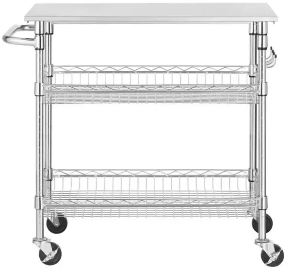 Kitchen Island Cart with Two Bottom Storage Shelves for Extra Kitchen Organization and Prep Space