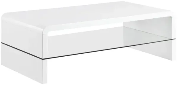 Coaster Co. of America Airell Rectangular Coffee Table with Shelf White High Gloss