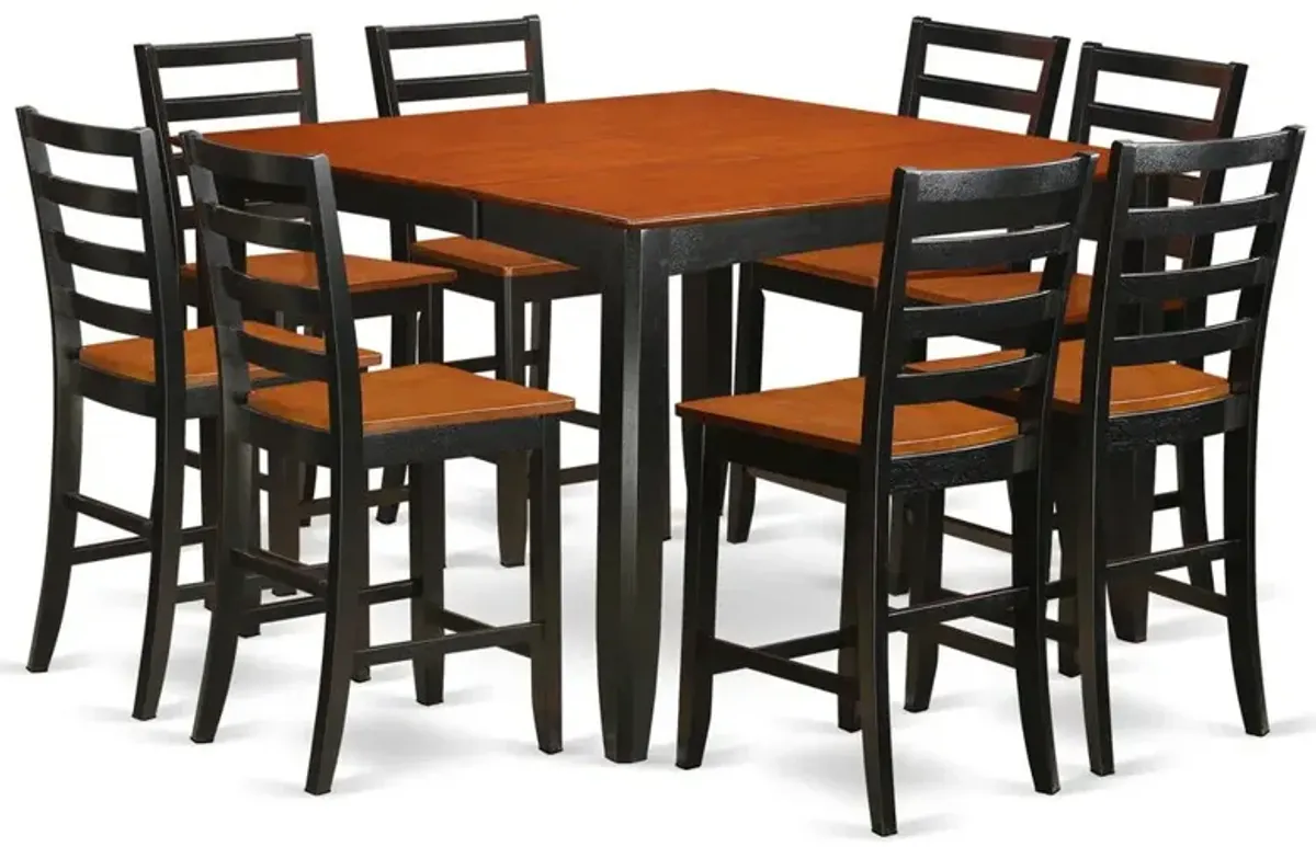 9 Pc pub Table set- Square Counter height Table and 8 Dining Chairs